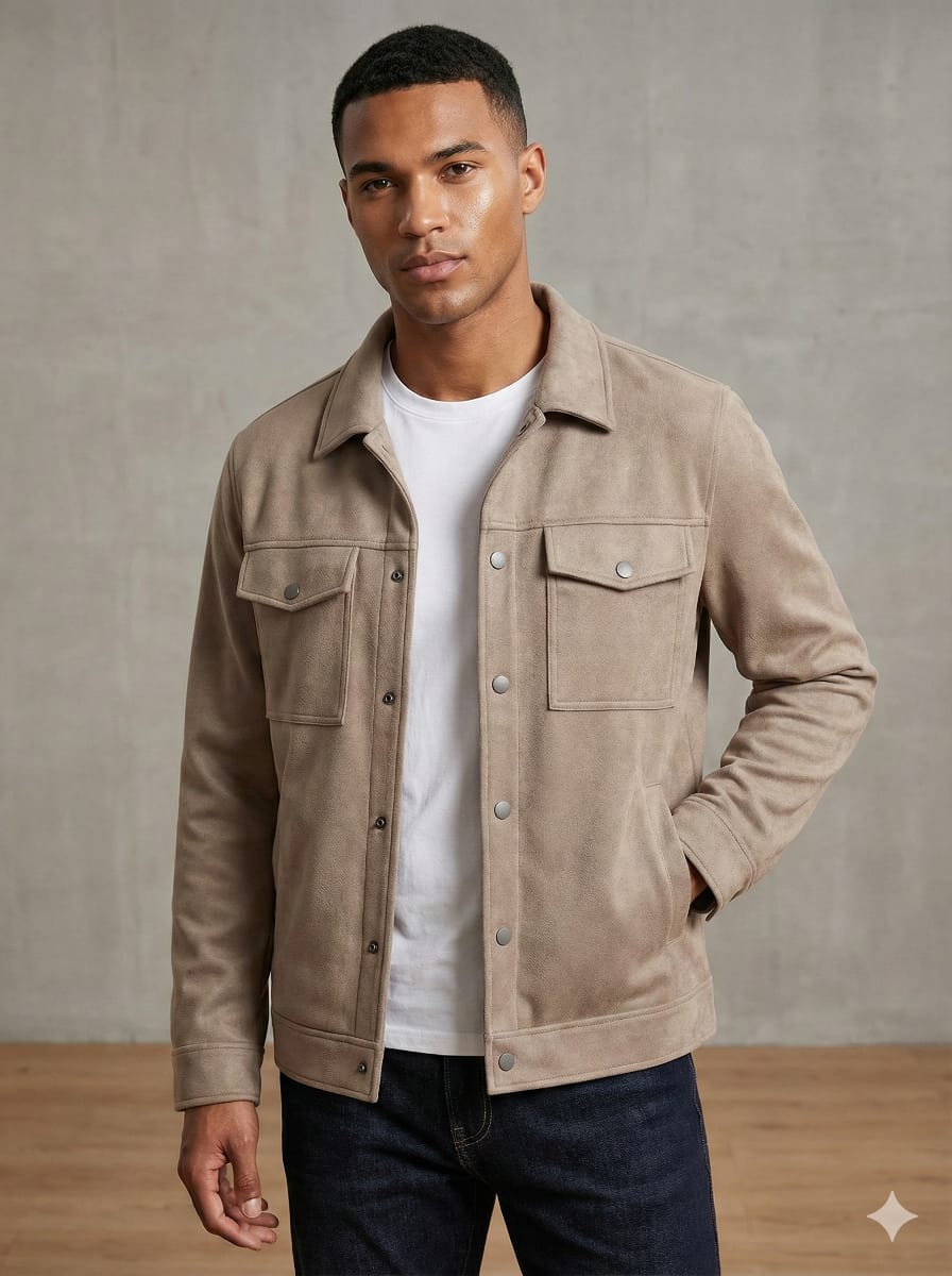 The Indian Garage Co. Men’s Premium Suede-Touch Utility Jacket